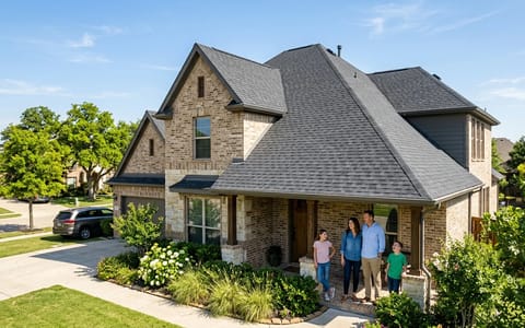 A typical Texas suburban home with a strong, weather-resistant roof.