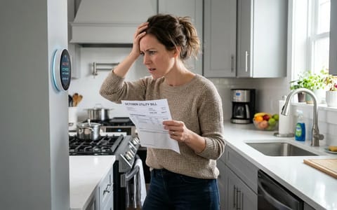 Homeowner looking at an unexpectedly high electric bill