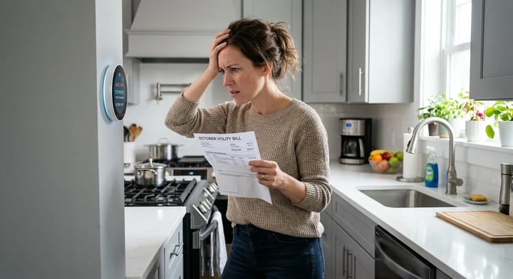 Homeowner looking at an unexpectedly high electric bill