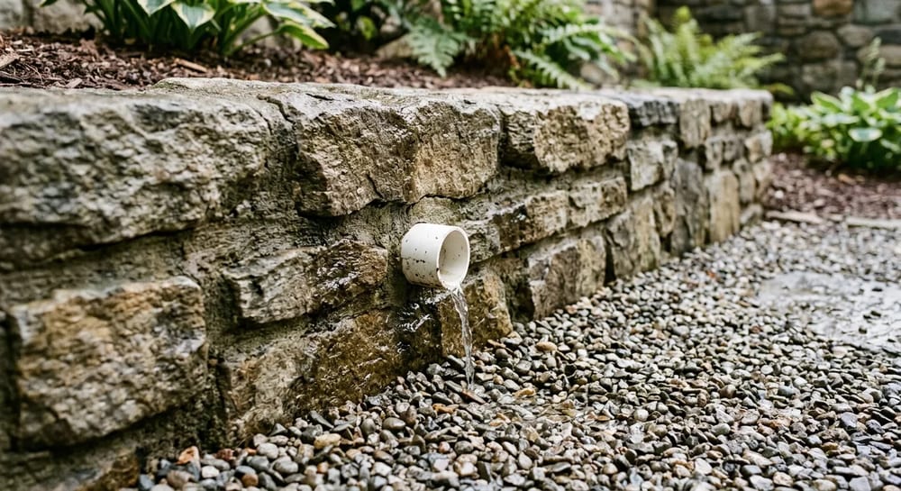 Weep holes relieve the massive water pressure that builds up behind a retaining wall.
