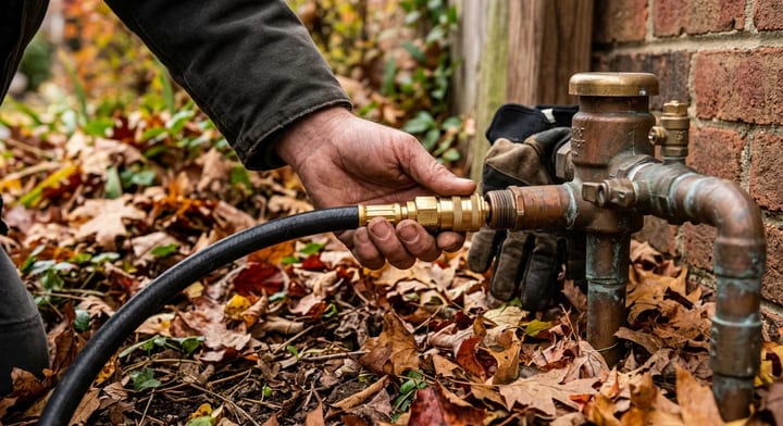 Connecting an air compressor hose to a sprinkler system backflow preventer for winterization