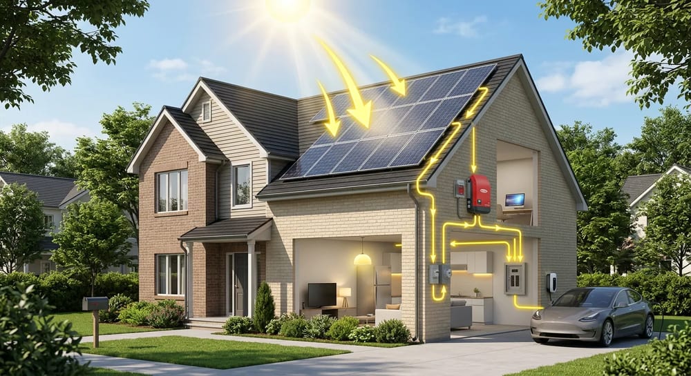 A basic grid connected solar system setup.