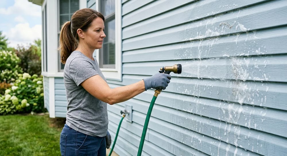 Washing vinyl siding keeps algae and dirt from building up.