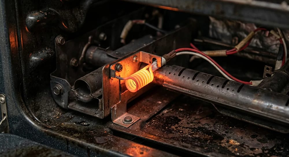 A glowing igniter that fails to light the gas is a common and easy repair.