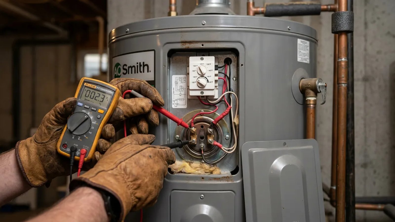 Testing an electric water heater element with a digital multimeter