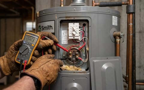 Testing an electric water heater element with a digital multimeter