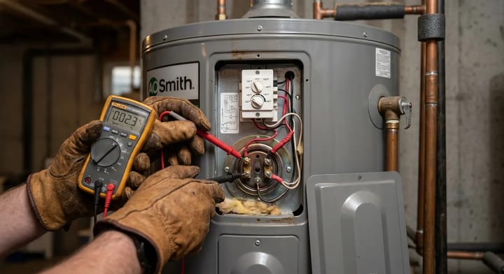 Testing an electric water heater element with a digital multimeter