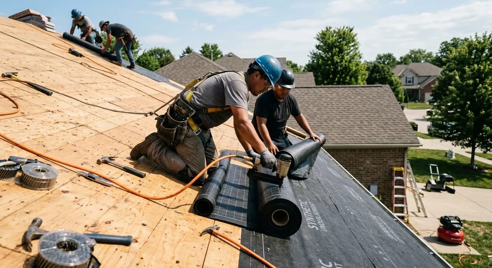 A quality roof replacement involves stripping the old shingles down to the bare wood.