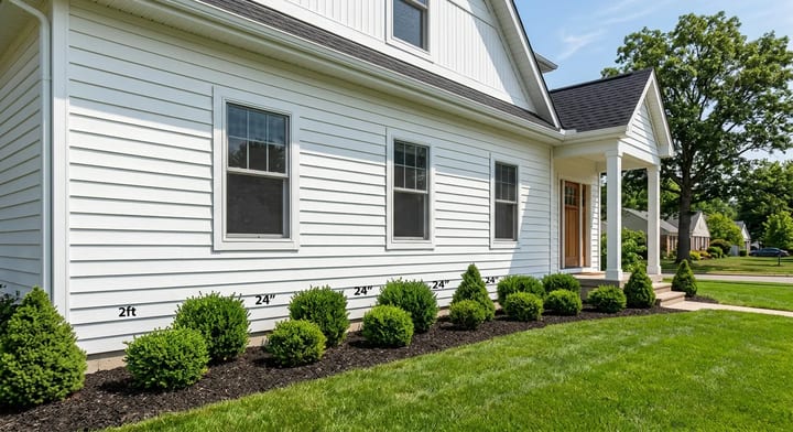 Clean house exterior with properly spaced landscaping to promote airflow