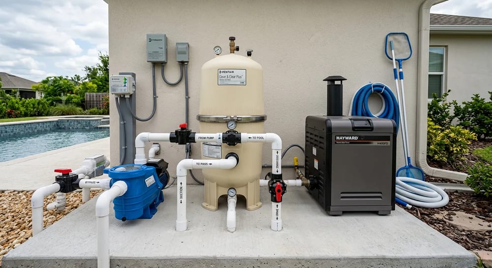 Your equipment pad houses the pump, filter, and heater.